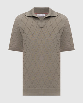 Brunello Cucinelli Green polo shirt with geometric pattern M29806505P