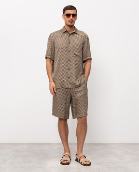 Peserico Brown shorts with logo print R5423508191
