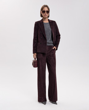 Peserico Burgundy double-breasted corduroy jacket with lurex S0140101577