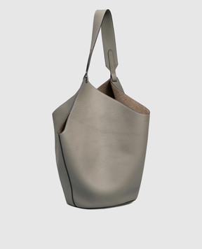 Khaite Grey leather tote bag with logo HAITEBAG
