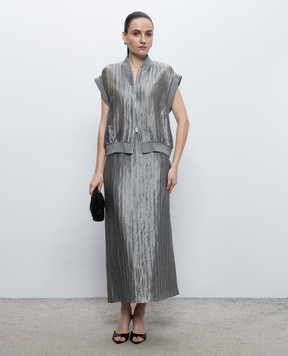 Peserico Gray midi skirt with linen E0520805032