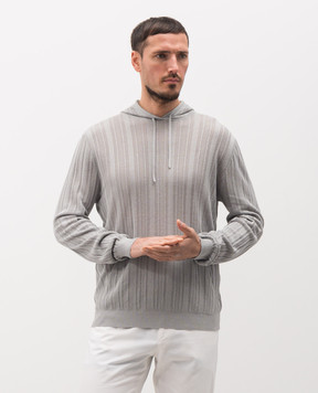 Brett Johnson Gray hoodie with linen SS26K45LPOLLGR
