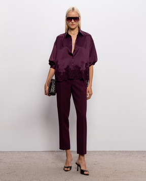 Ermanno Scervino Burgundy silk blouse with lace D492K396APNXE