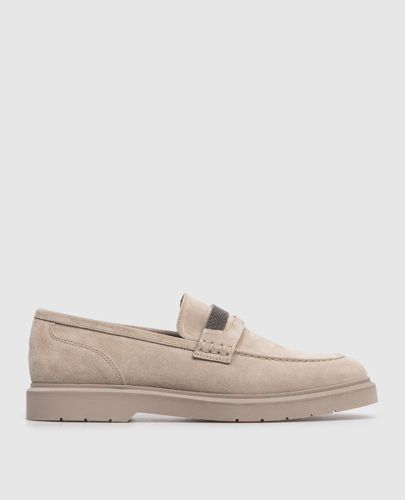 

Beige suede loafers with monil chain Brunello Cucinelli