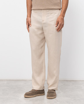 Agnona Beige linen pants T711U7YU3049