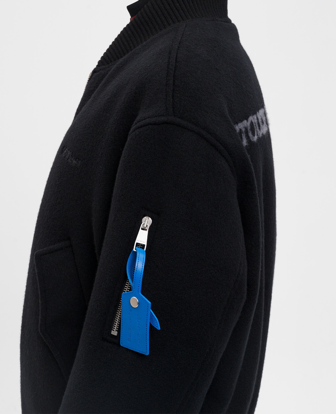 

Black cashmere bomber jacket with logo Off-White