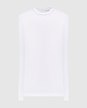 Brunello Cucinelli White longsleeve with monil chain MPTC8BJ300