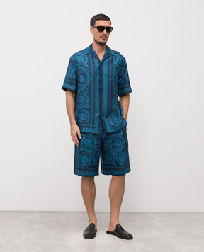 Versace Blue printed silk shorts 10024761A13557