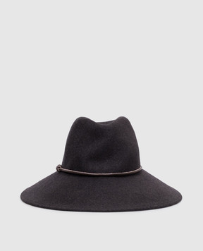 Peserico Dark gray wool hat with monil chain A36223C0CC888