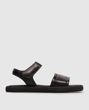 Maison Margiela MM6 Children's black leather sandals with logo 823903638