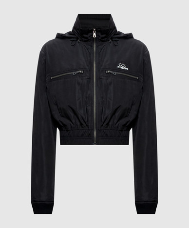Zwarte korte windbreaker