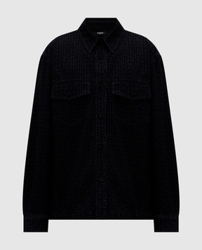 Balmain Black denim jacket with print HH1HC160DG40