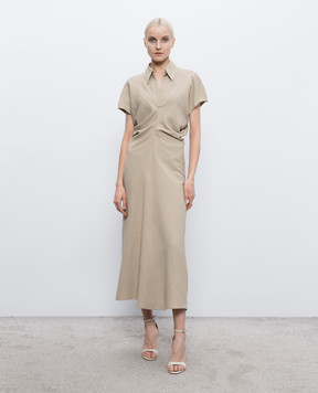 Brunello Cucinelli Beige midi dress with linen MH126A5426