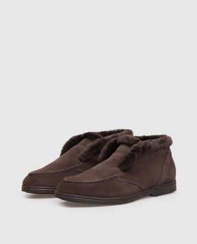 Doucal's Brown suede deserts on fur with monil chain DD8919JOANUM252