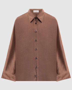 Brunello Cucinelli Brown silk blouse MPC59MQ606