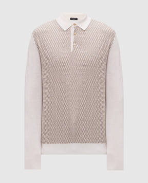Stefano Ricci Ivory wool, cashmere and silk polo with pattern KE04003P03E26360
