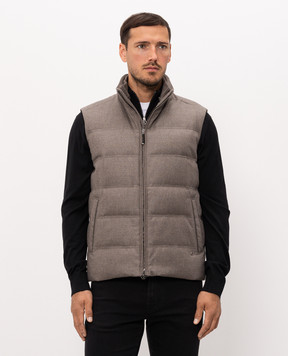 Stefano Ricci Grey wool and cashmere down vest MDJ63002105803