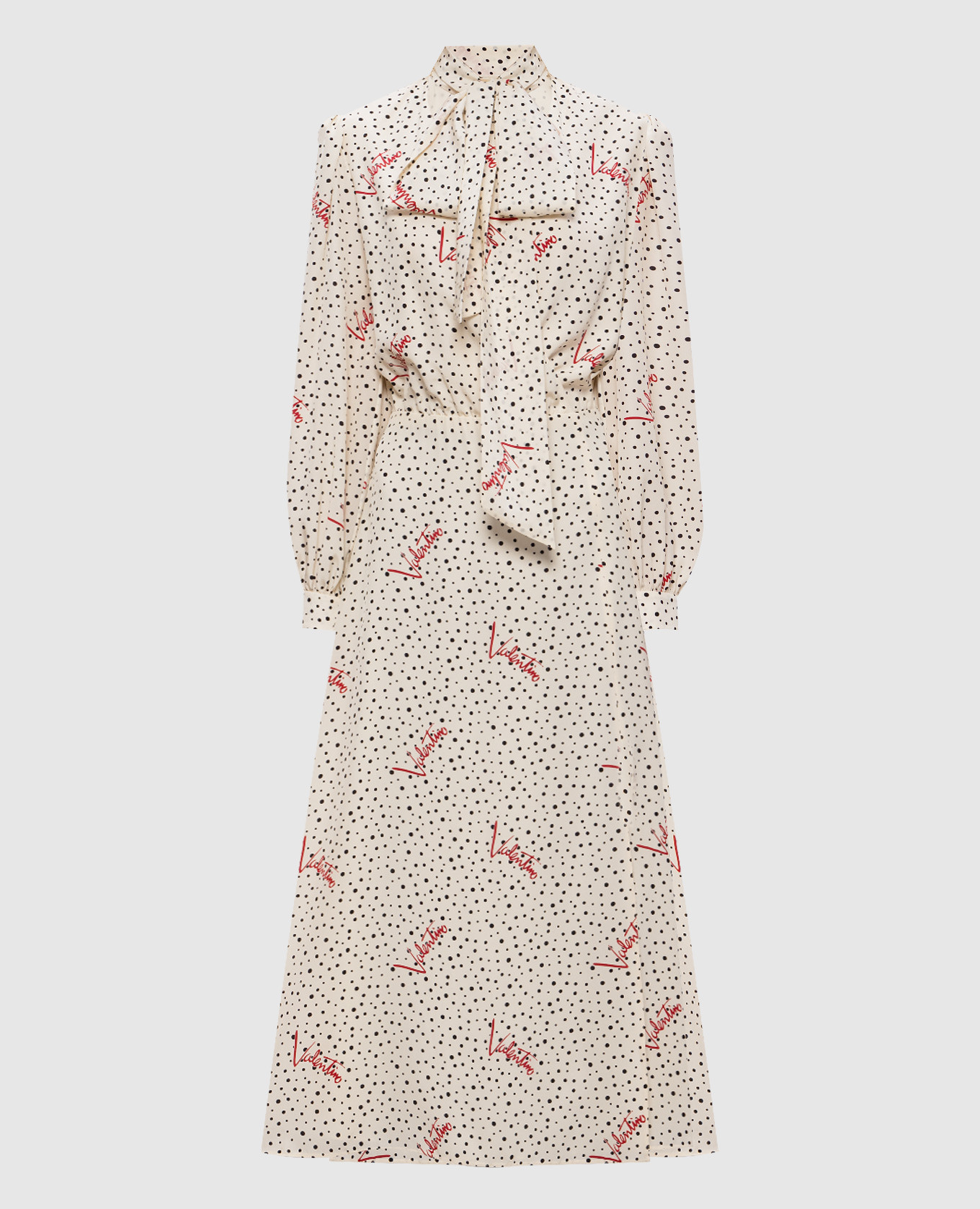 Beige polka dot silk dress Valentino