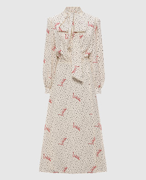 Valentino Beige polka dot silk dress 9B3VAKR5A9N