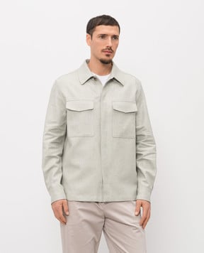 Agnona Green linen shirt-style jacket TS09U1YU3047