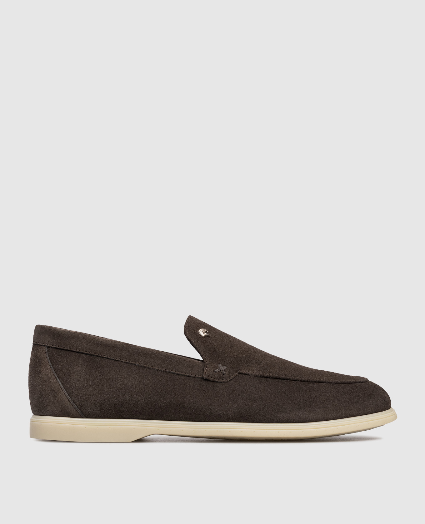 

Brown suede loafers with textured emblem Stefano Ricci