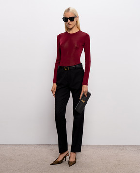 Saint Laurent Burgundy bodysuit with Cassandre pendant 876794Y38DS