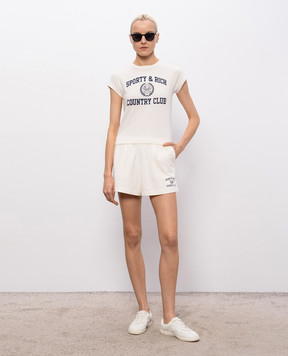 Sporty & Rich Beige Varsity Crest T-Shirt TO11176218WH37w