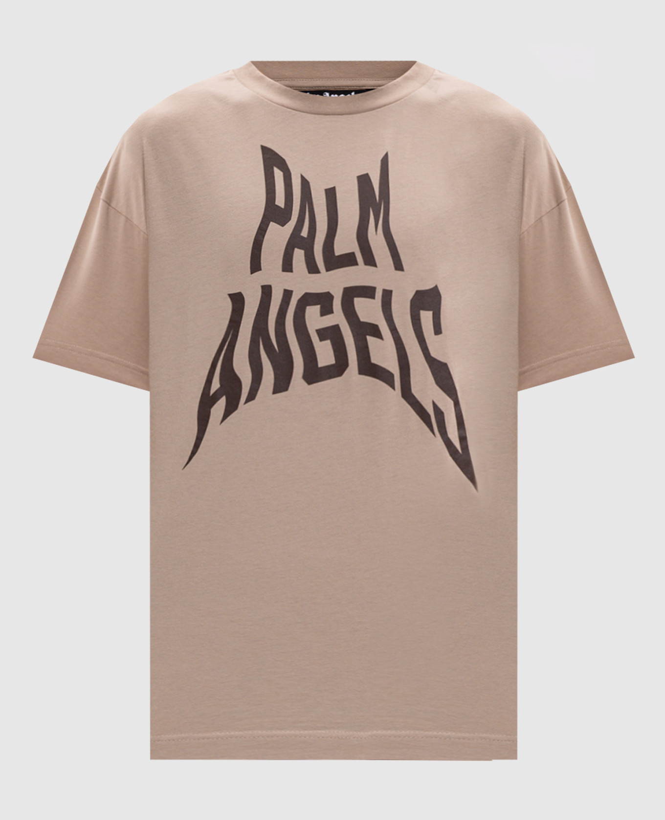 Beige T-shirt with branded print