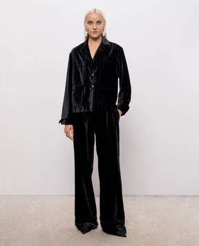 Ermanno Scervino Black velvet pants with silk D492P301XTC