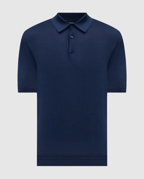 Stefano Ricci Blue silk polo shirt with logo embroidery K616215P13F26101