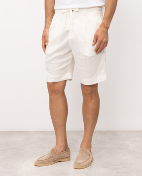 Officina 36 Ivory linen shorts 0259500569