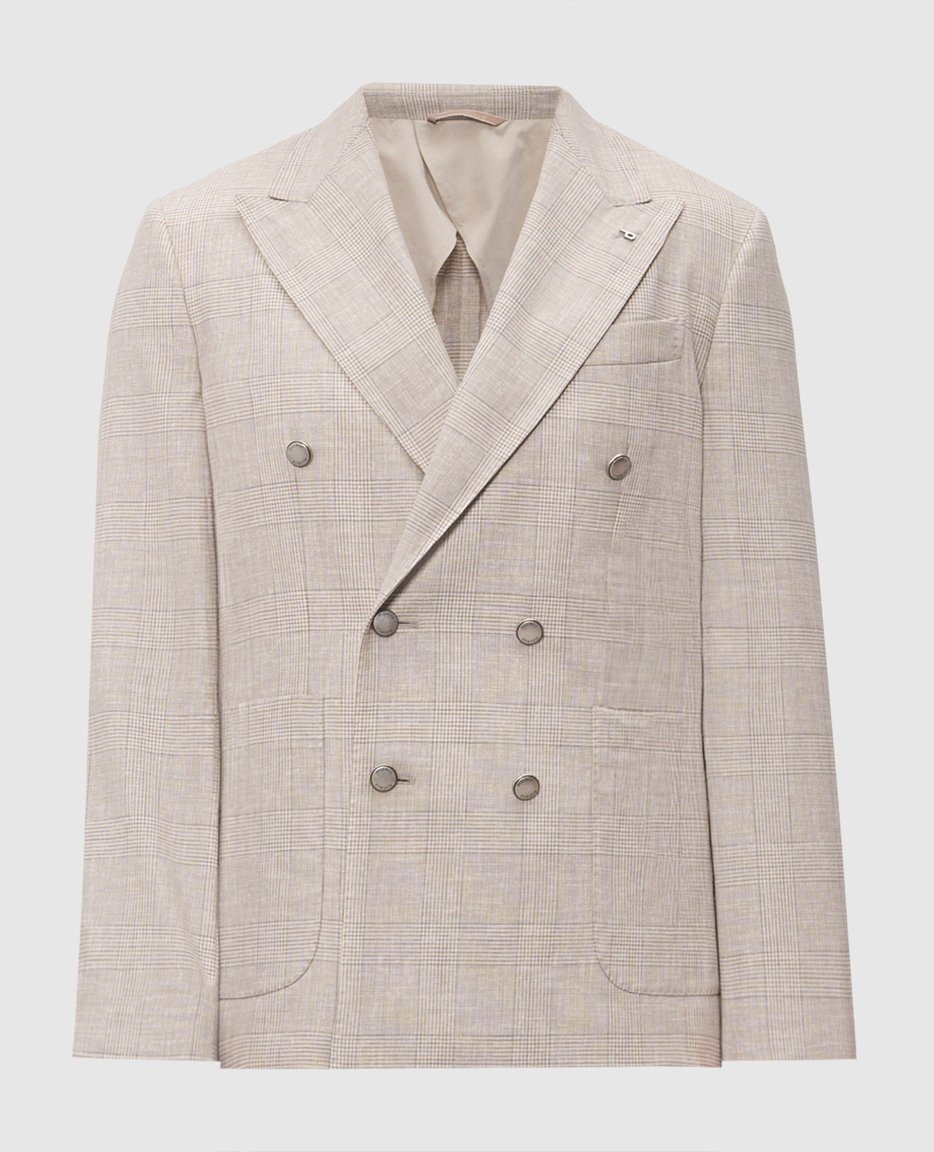 Beige Wolljacke im Windsor-Karo-Muster