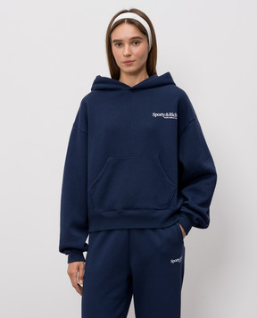Sporty & Rich Blue hoodie with logo print ST095710087BL106w