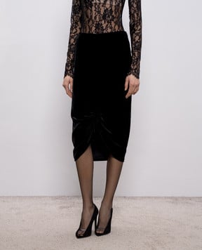 Valentino Black velvet skirt with silk 8B0RAEZ5A64
