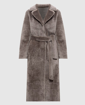 Babe Pay Pls Gray reversible sheepskin coat with belt 2634SETA