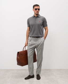 Brunello Cucinelli Grey polo with logo emblem M29800195