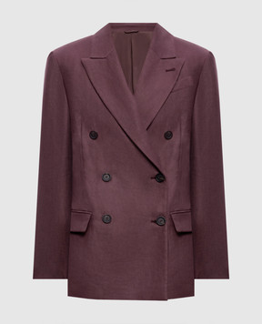 Brunello Cucinelli Burgundy double-breasted linen jacket MH5277092