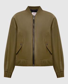 Babe Pay Pls Khaki leather bomber jacket 2411NATUREL