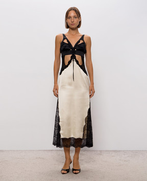 The Attico Ivory dress with lace 261WCW00304MIX107AA