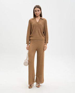Twinset Brown openwork pullover 261LL3AAA