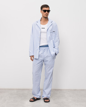 Dolce&Gabbana Blue striped pajama-style shirt G5OI9TFR510