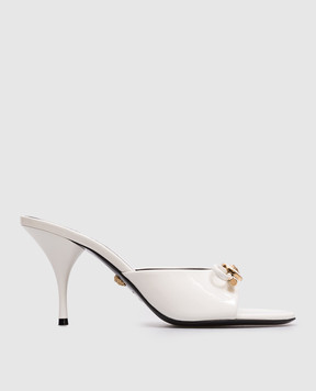 Versace White Patent Leather Opera Bow Mules 1018239D2VE