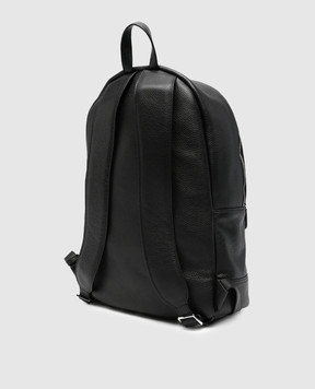 Santoni Black leather backpack with logo UIBBA3131TRAPMN