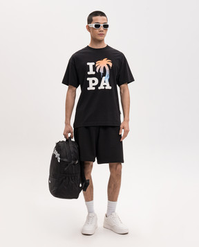 Palm Angels Black T-shirt with I Love PA print PMAA109S26JER007