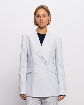 Gabriela Hearst Angela blue double-breasted wool and silk jacket 4265113W180
