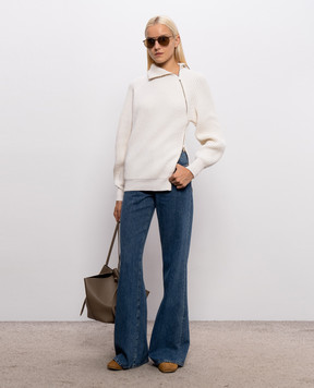 Dondup Ivory wool zip-up sweater DT453M01028D002