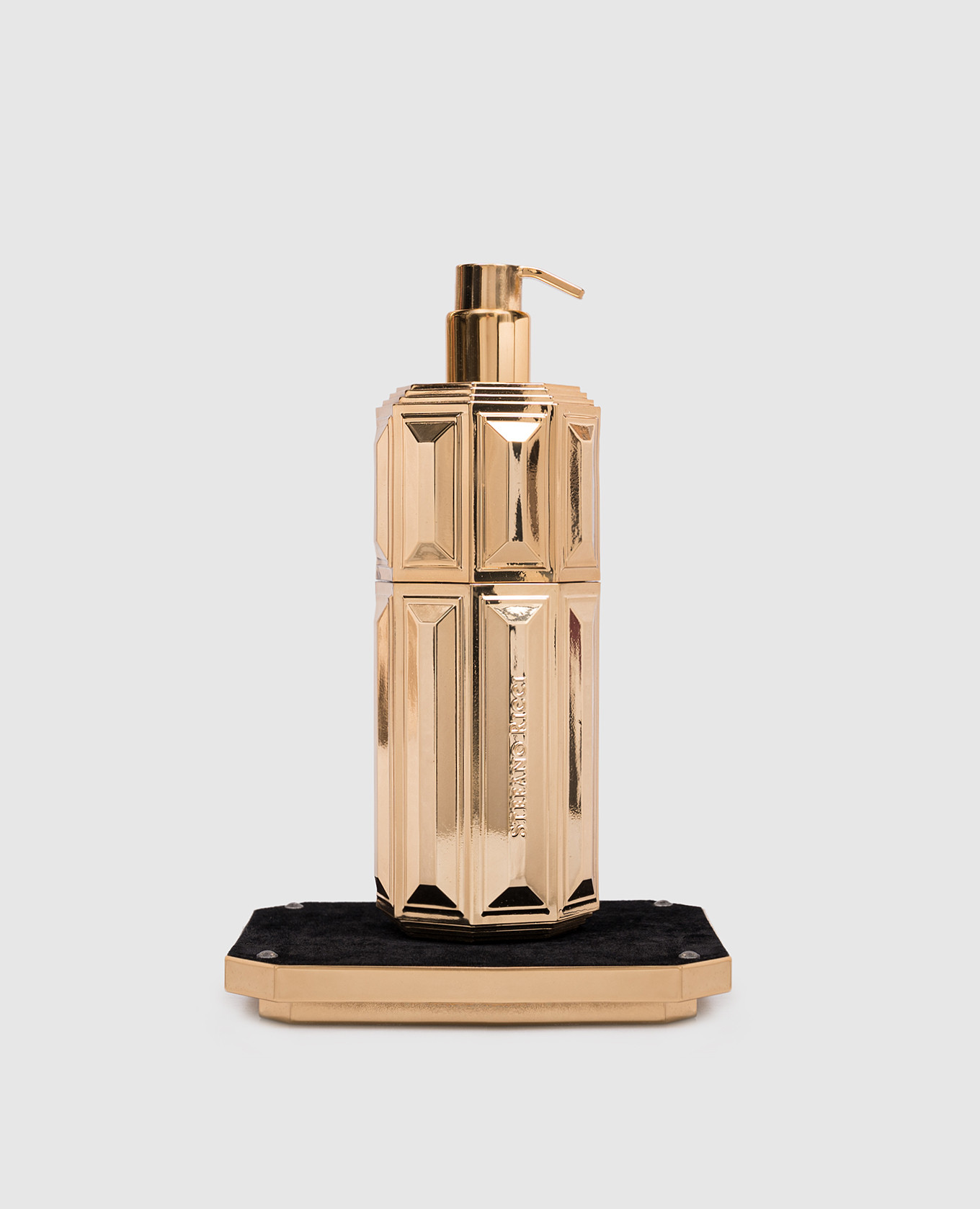 

Golden liquid soap dispenser with stand Stefano Ricci