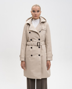 MooRER Beige down double-breasted ROLITA raincoat with silk ROLITAJSE1