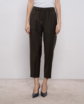 Peserico Brown wool pants with monil chain A0407202584