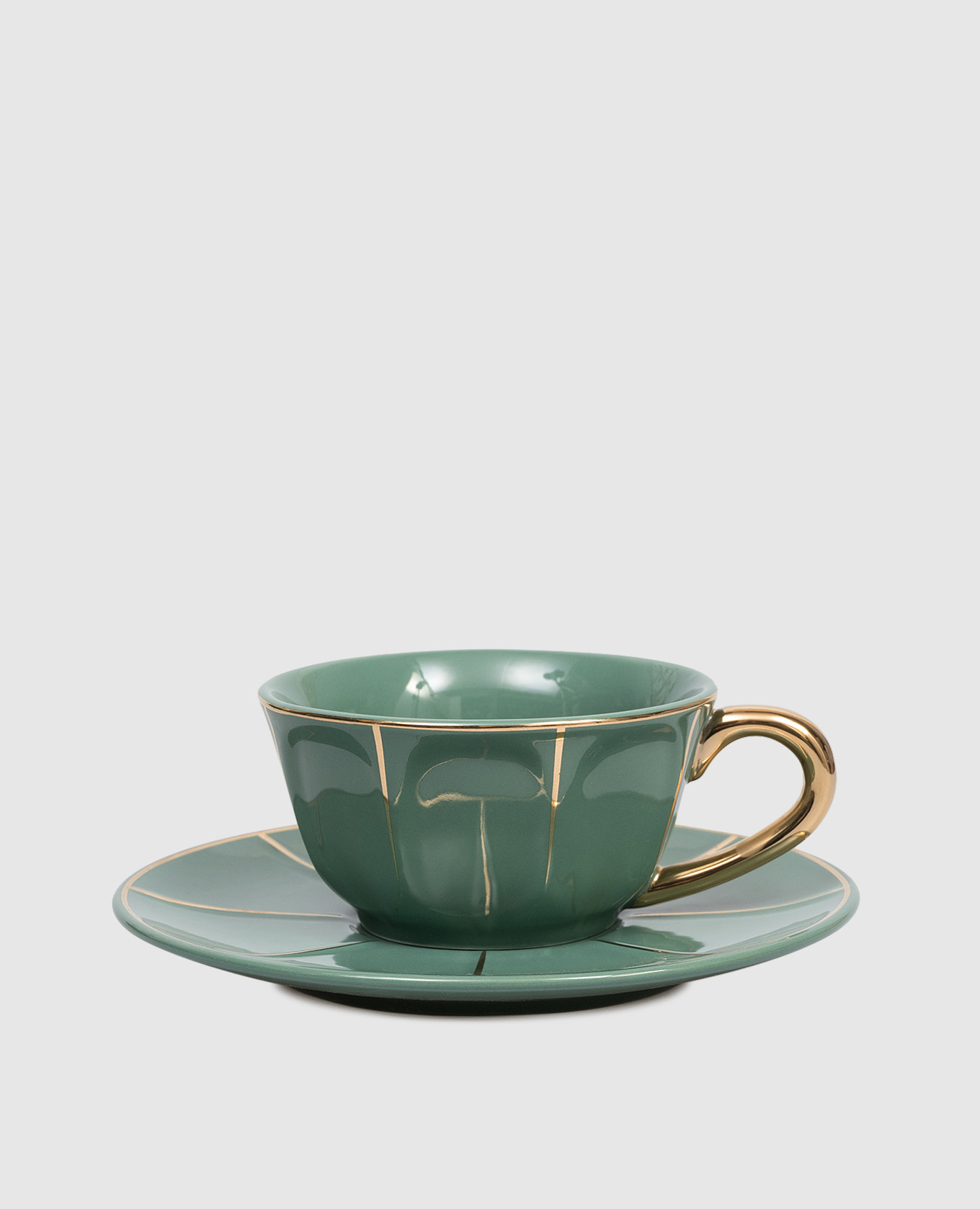 

Green porcelain tea cup with saucer Bitossi Home